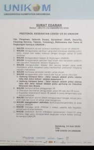 Surat Edaran, Protokol Kesehatan Covid-19 di Unikom - Ilmu ...