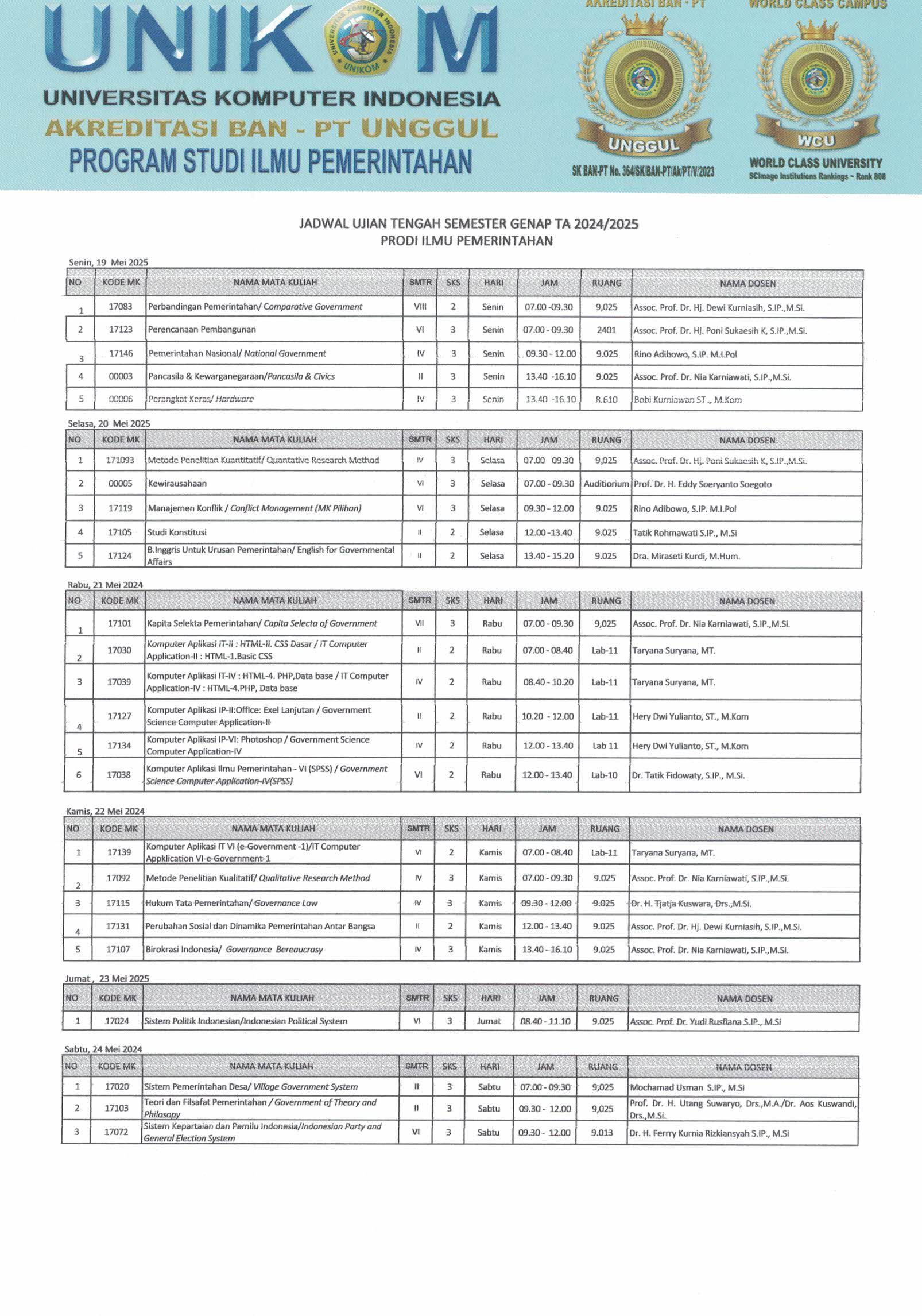 Gov News: Jadwal Ujian Tengah Semester (UTS) Semester Genap 2024/2025