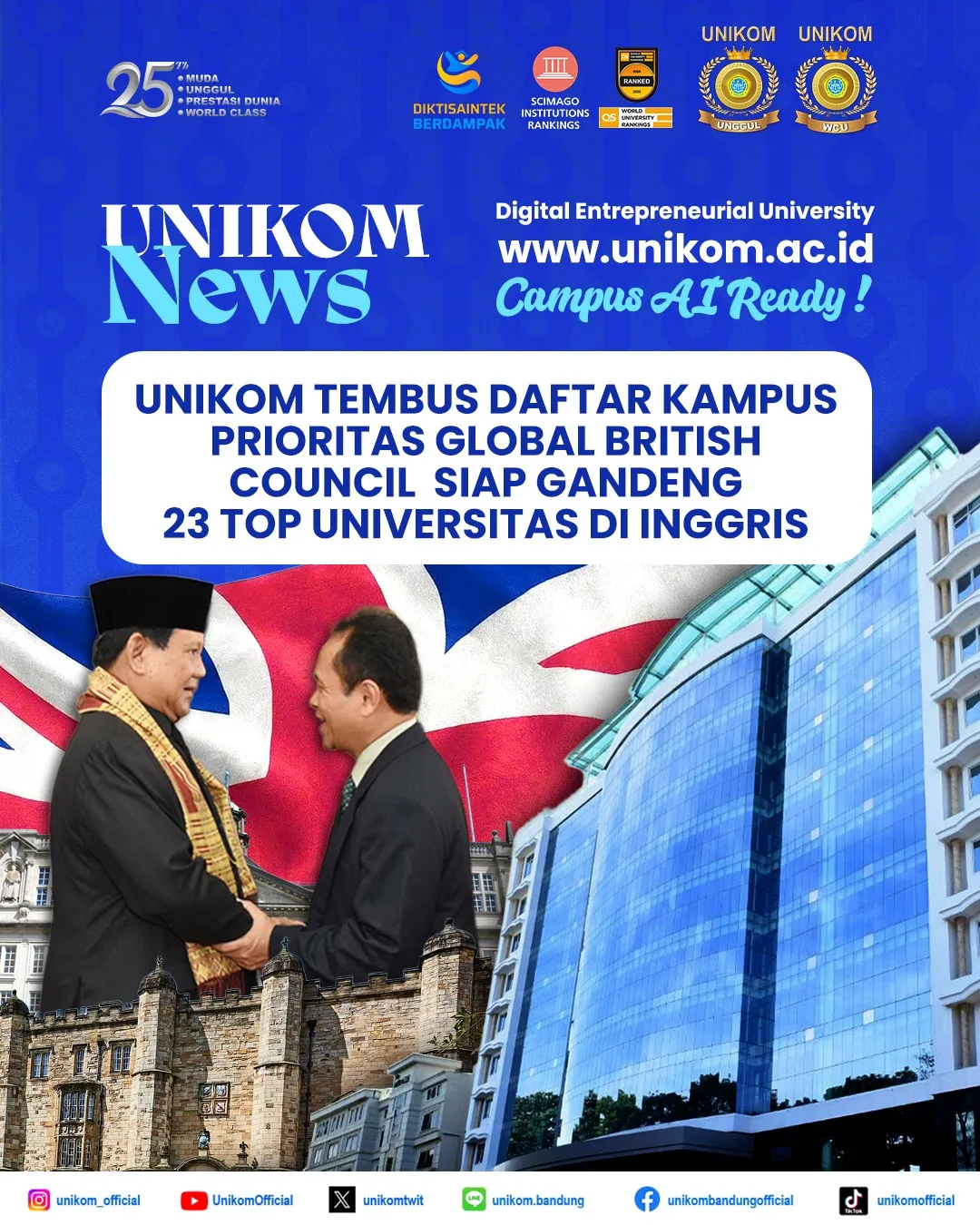 Gov News: Unikom Makes it onto The British Council’s Global Priority Campus List Ready to Partner with 23 Top Universities in the UK